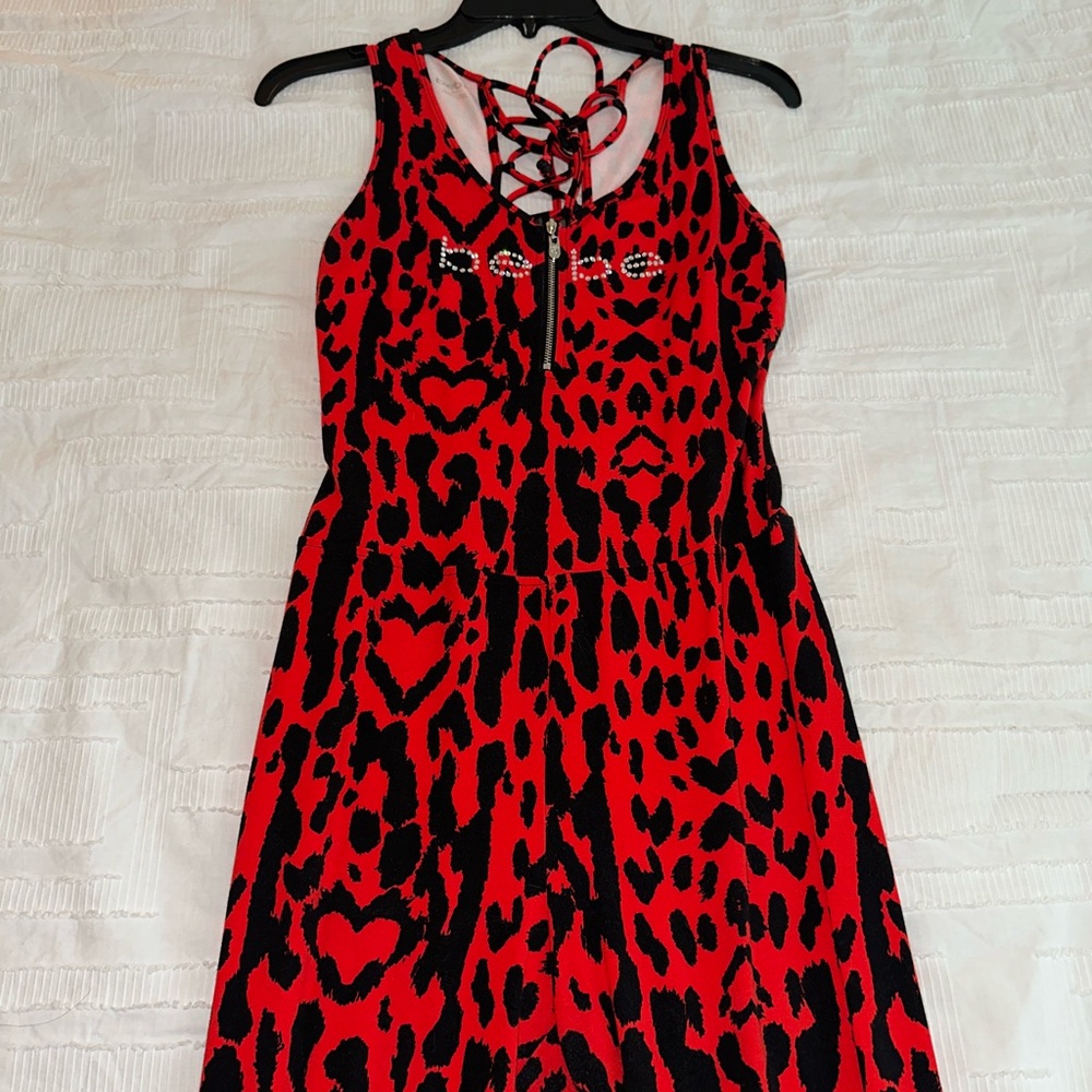 Bebe Red Leopard Romper - Picture 3 of 4